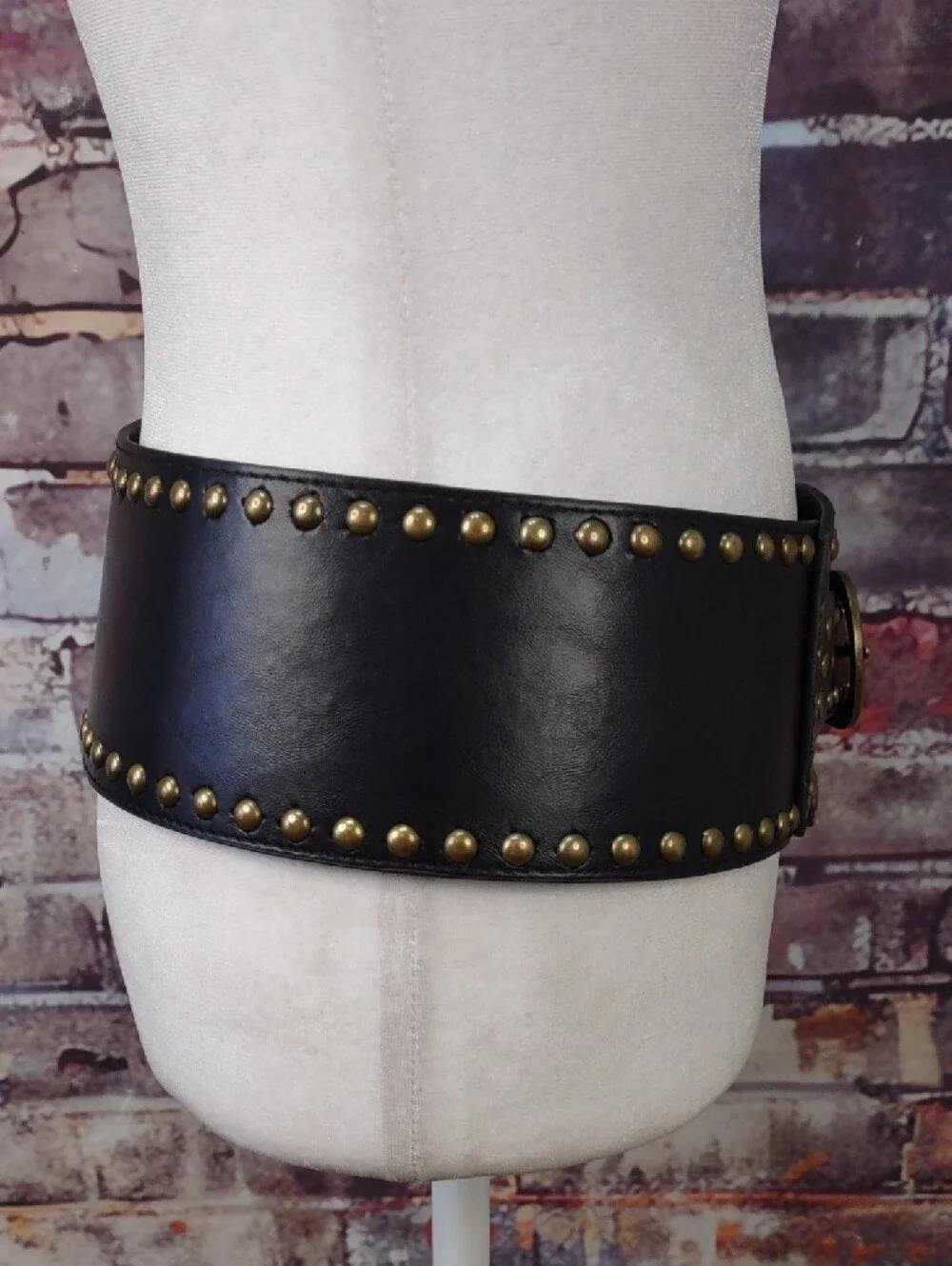 Black Faux Leather Studded Belt